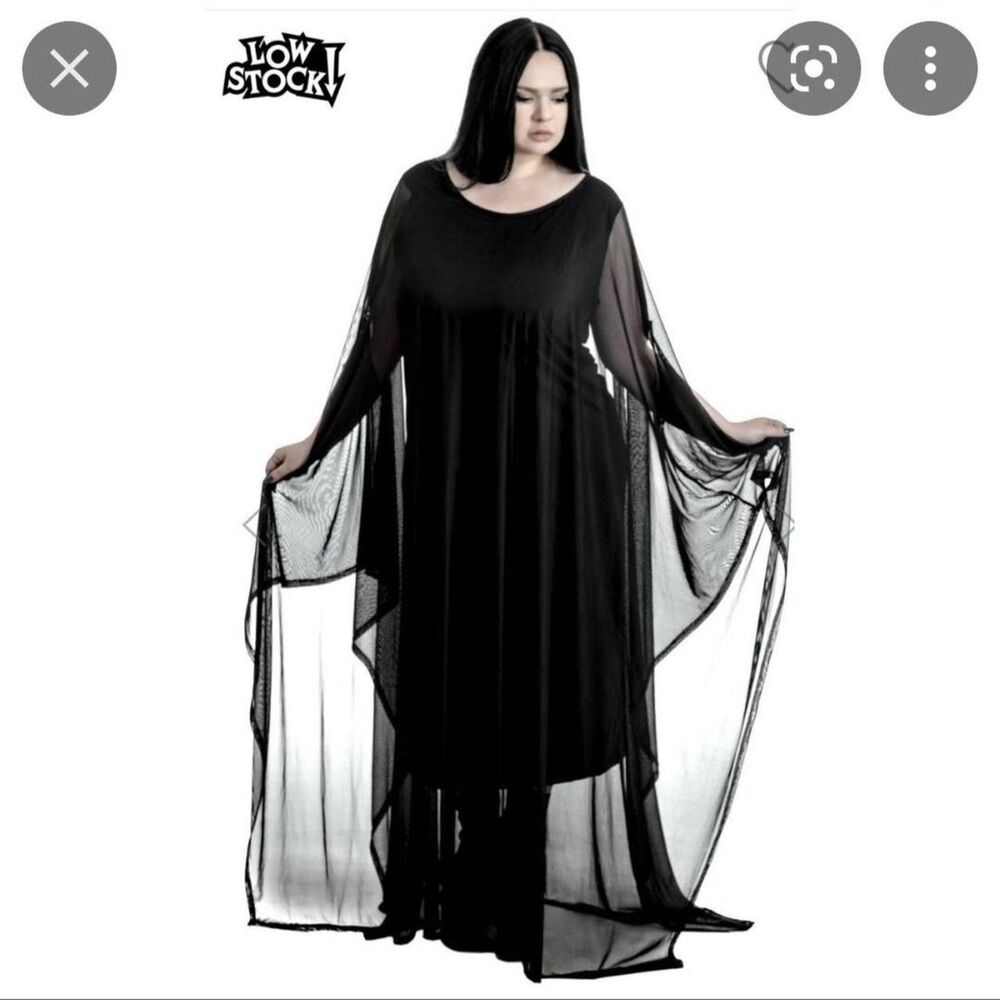 Killstar "Mystic" Hannah Hell Mesh Maxi Gothic Dark Romantic Dress Black Sz XS